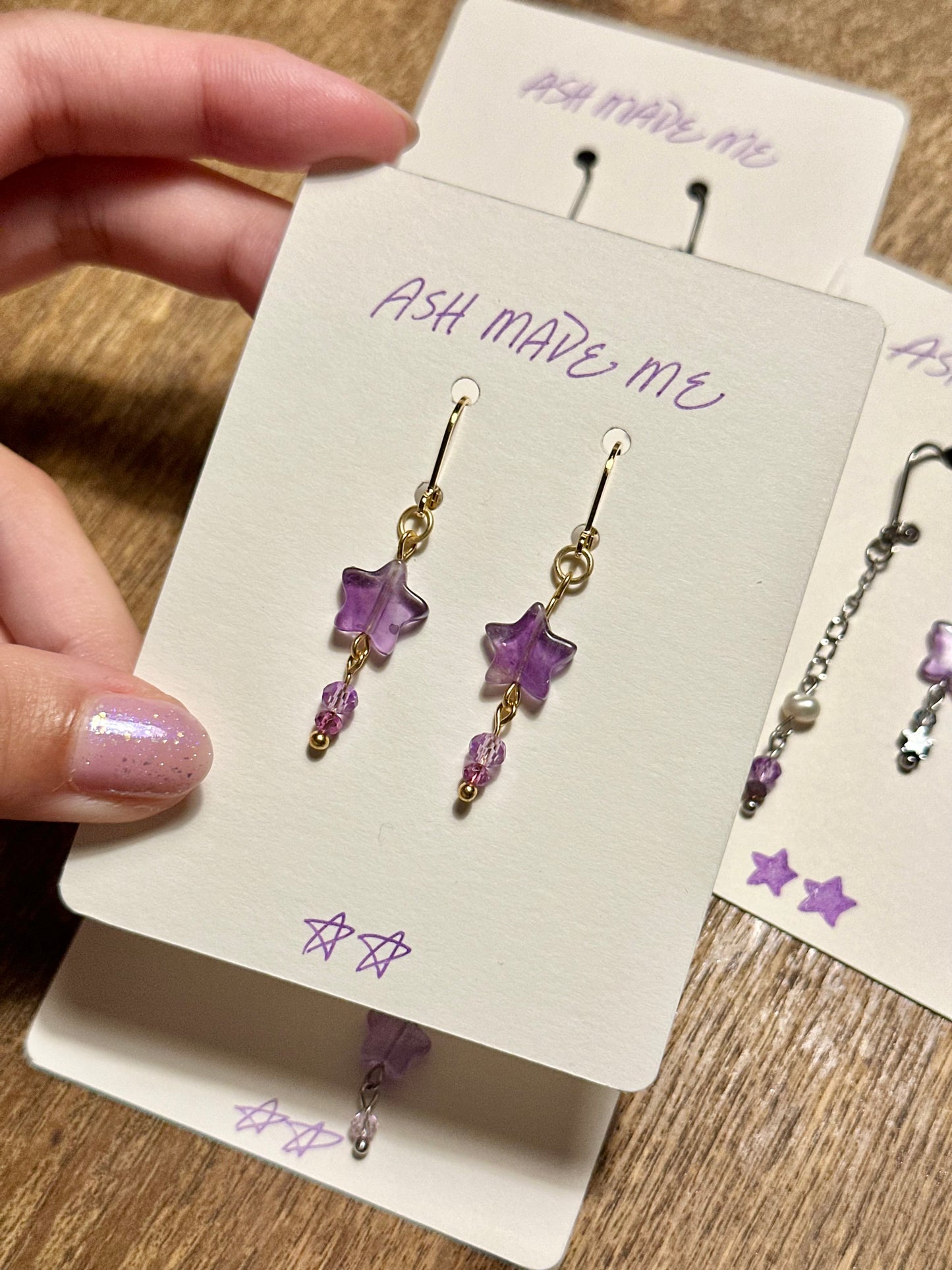 Earrings - Lavender Collection - Amethyst Star Dangles