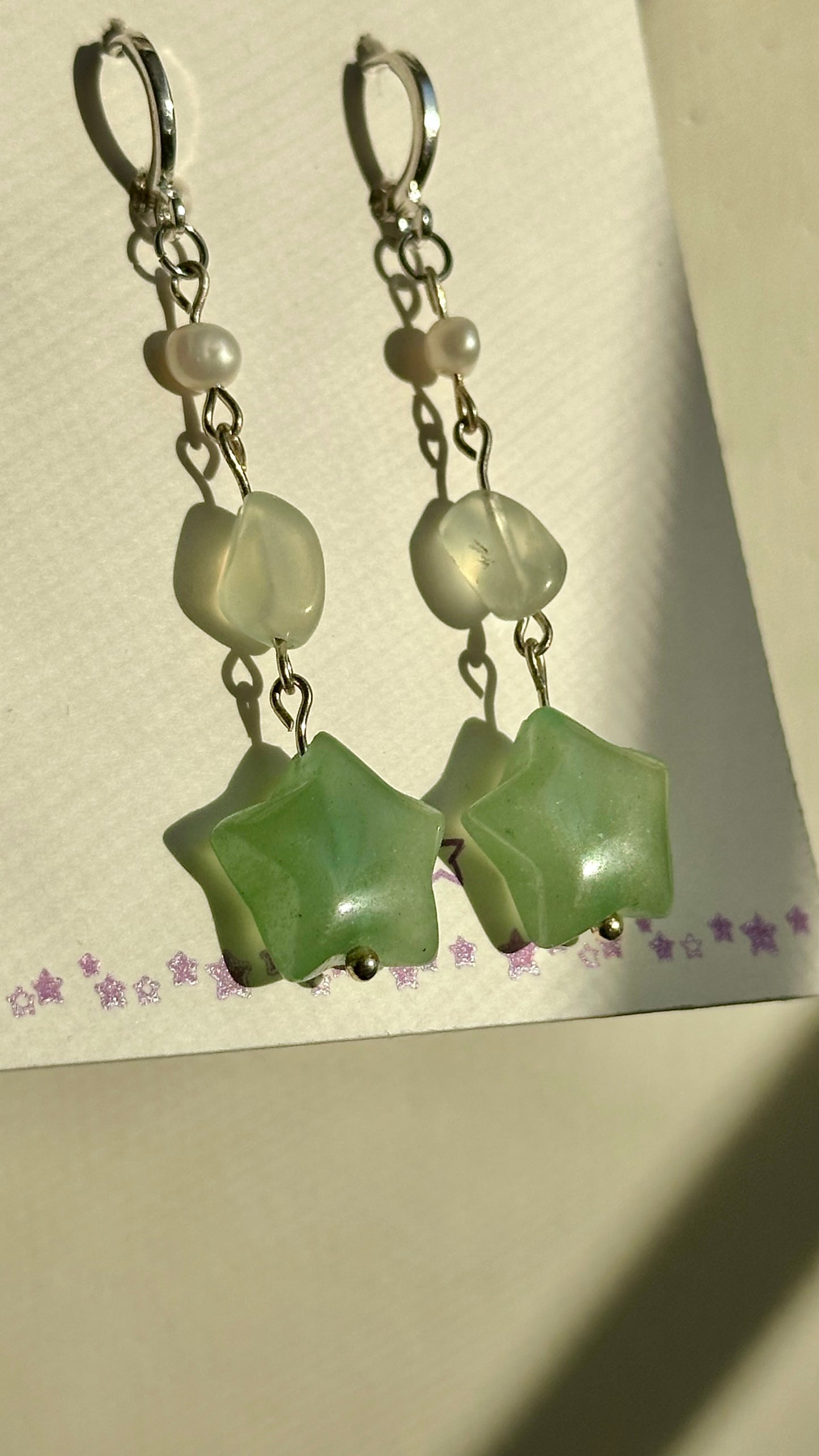 Earrings - Jade Stardrop - Sterling Silver