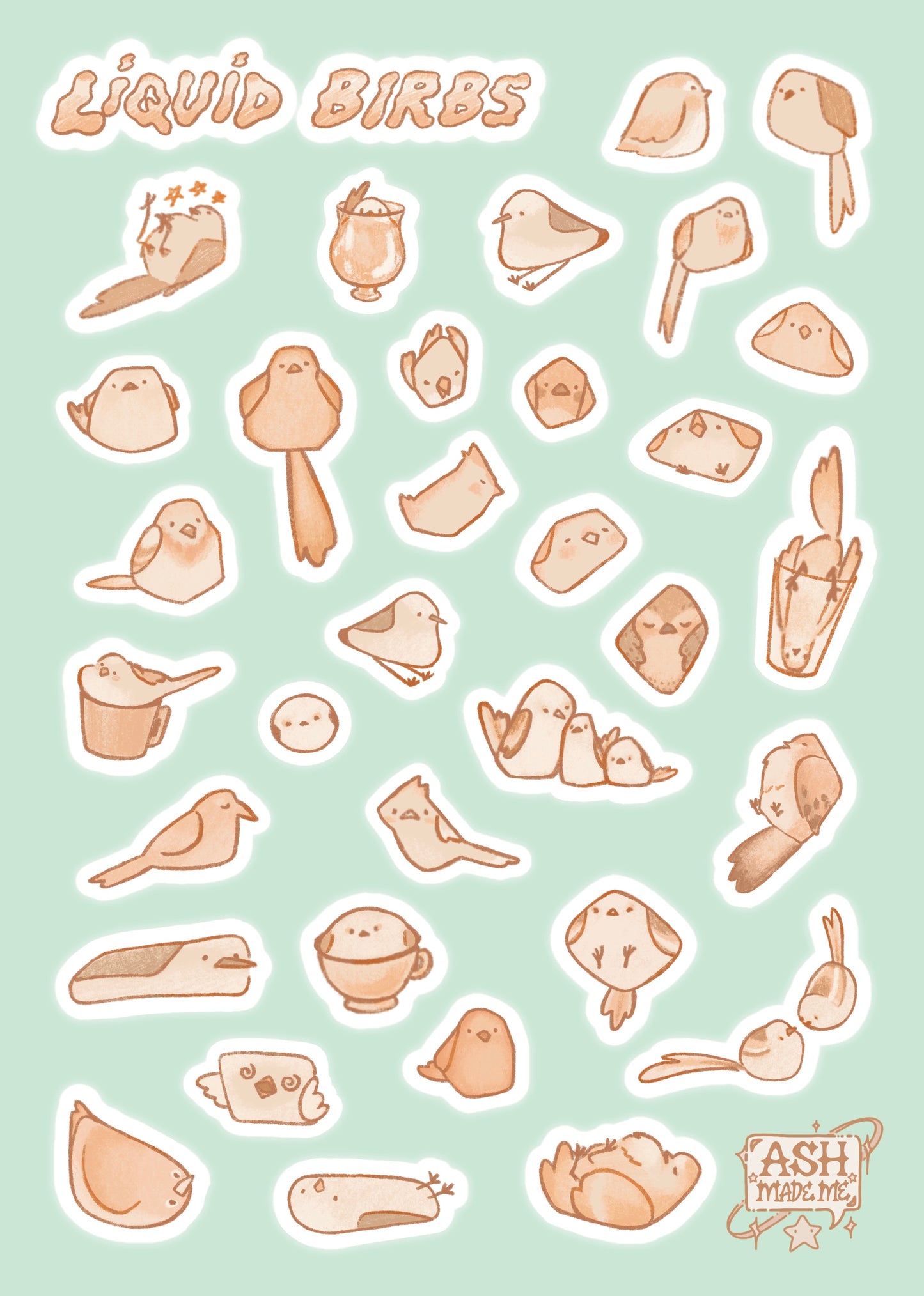 Sticker Sheet - Liquid Birds