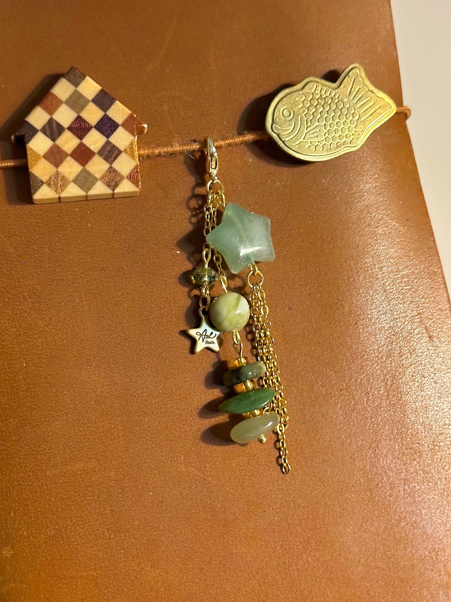Charm - Aventurine Star & Gold Chains (3 Strand)