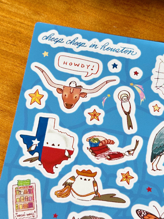Sticker Sheet - Cheep Cheep in Houston - Little Craft Fest Exclusive