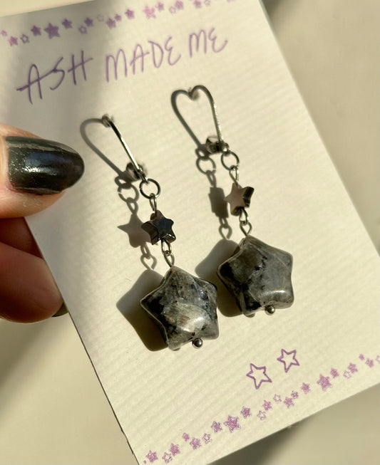 Earrings - Dark Stardrop - Stainless Steel