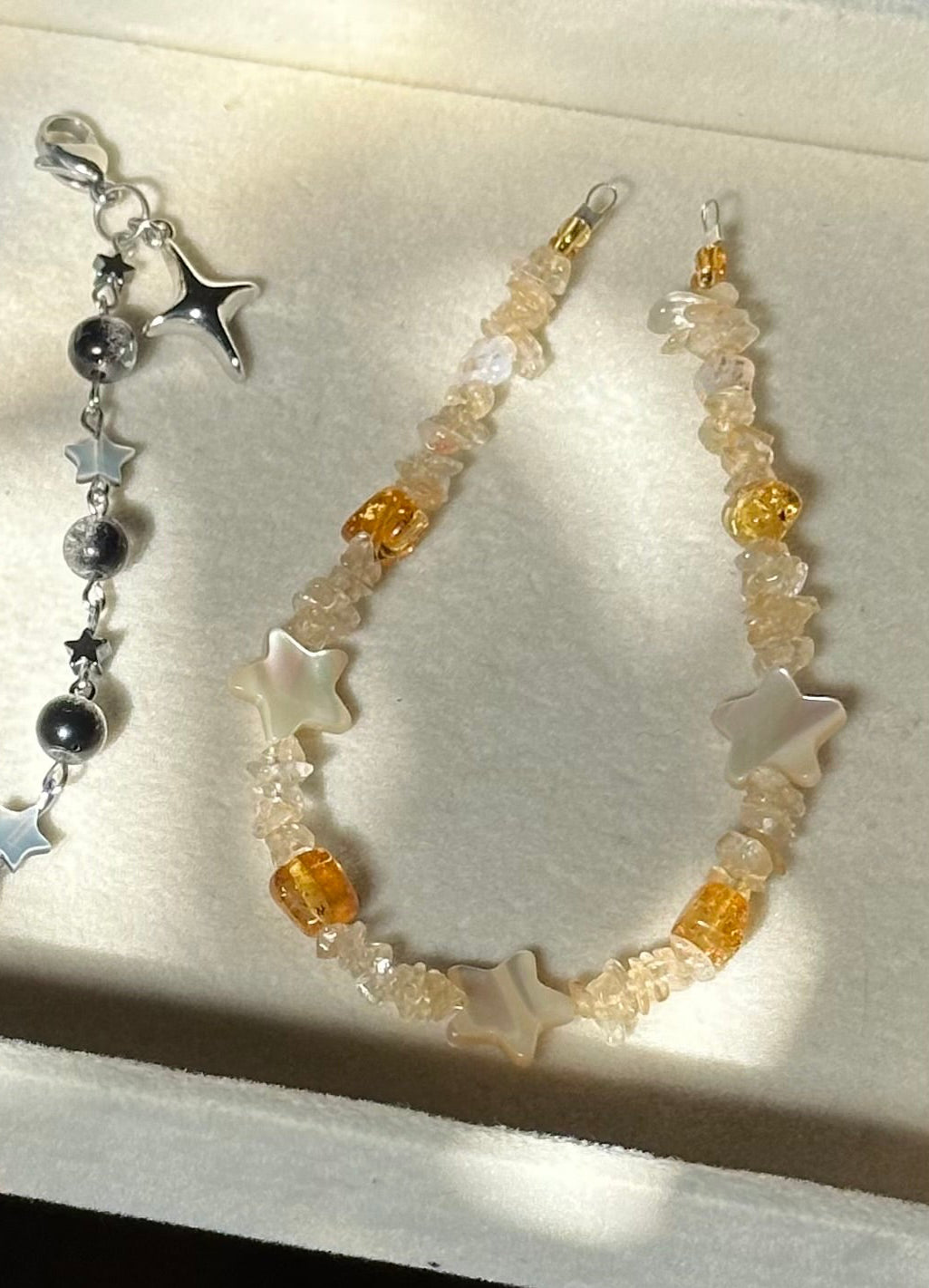 Mask Chain - Golden Citrine, Amber, & Mother of Pearl