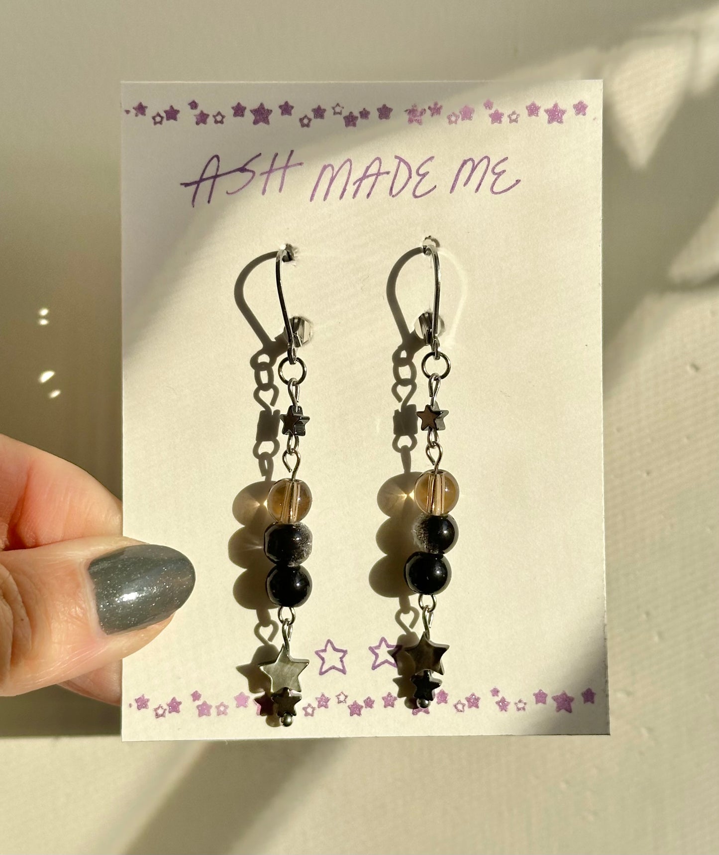 Earrings - Dark Star Shell - Stainless Steel
