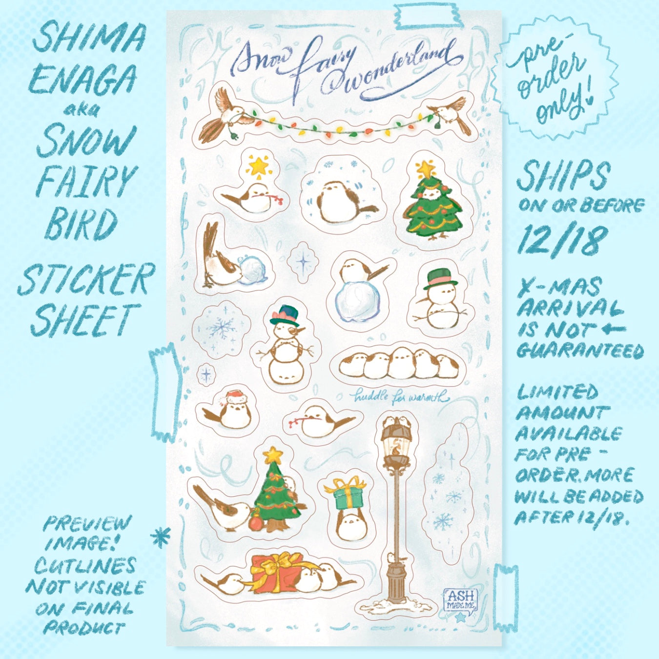 Sticker Sheet - Snow Fairy Bird Wonderland - Matte Vinyl