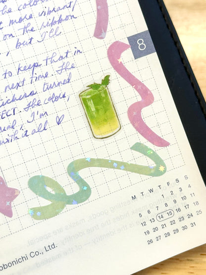 Sticker Sheet - Ribbon Mix 2 - Holographic Sparkle