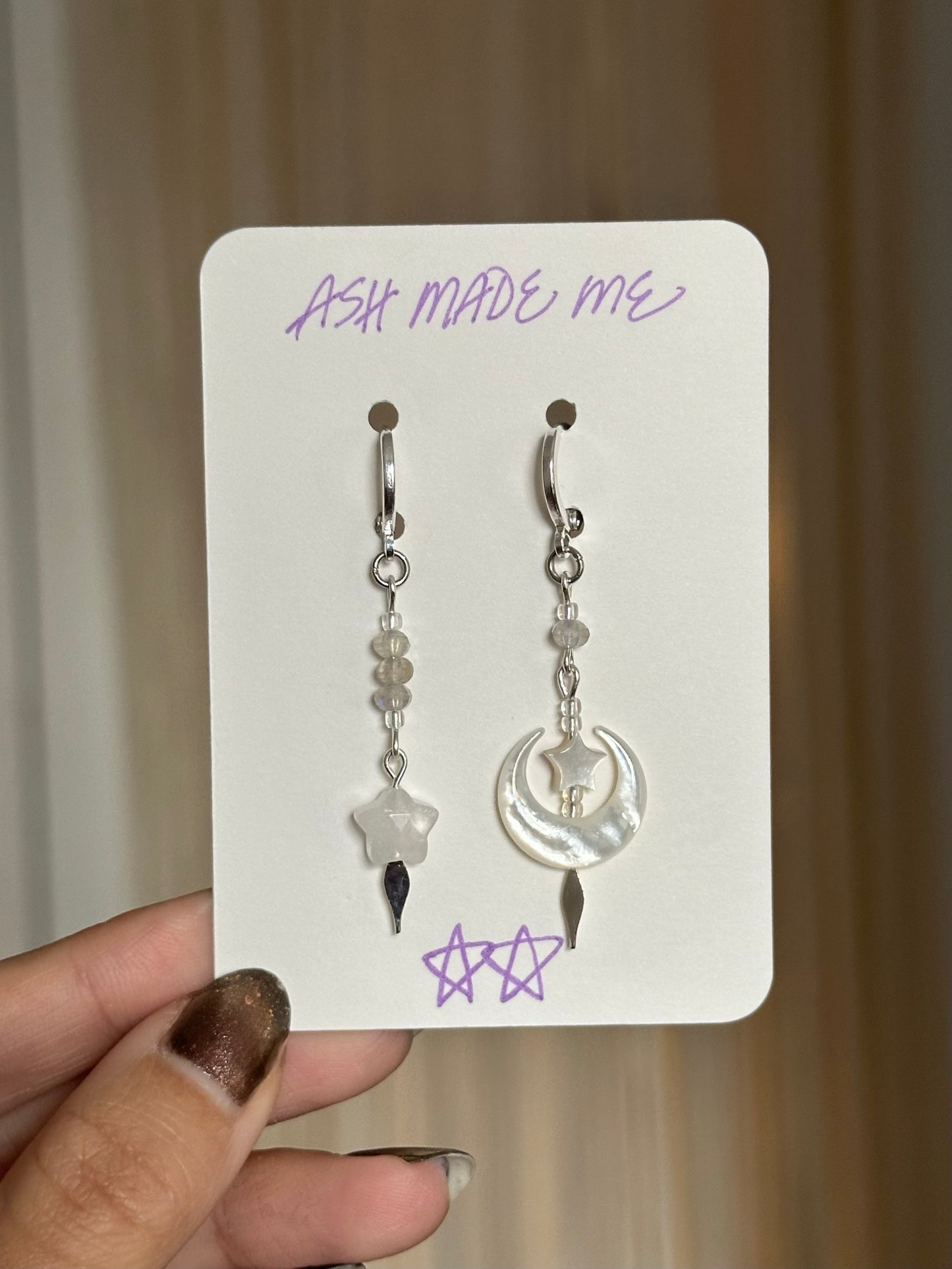 Earrings - Labradorite Starlit Moon - Sterling Silver