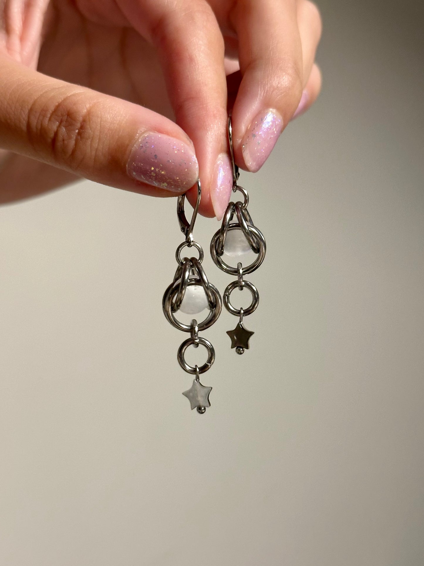 Earrings - Captive Selenite Stardrops