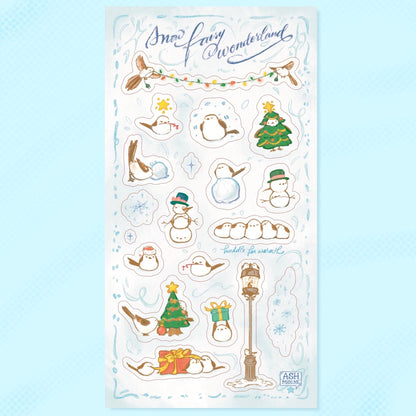 Christmas Sticker Sheet - Snow Fairy Bird Wonderland - Matte Vinyl
