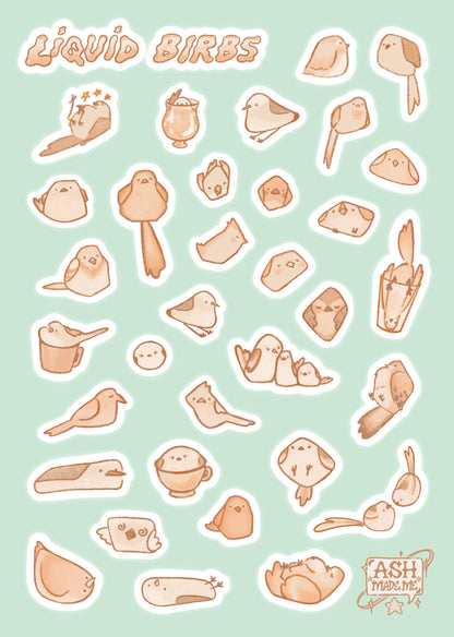 Sticker Sheet - Liquid Birds