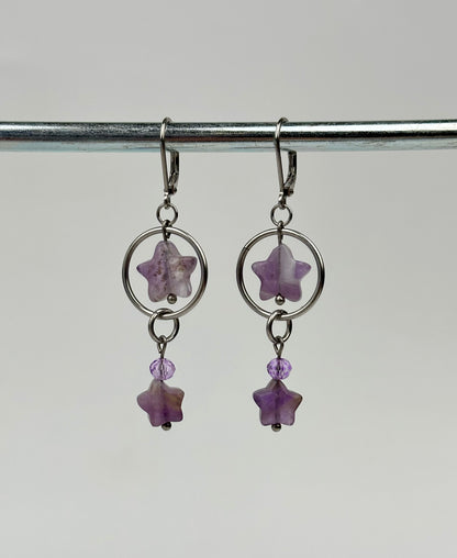 Earrings - Amethyst Star Stack