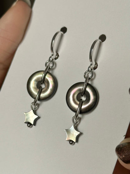 Earrings - Abalone Donuts - Sterling Silver