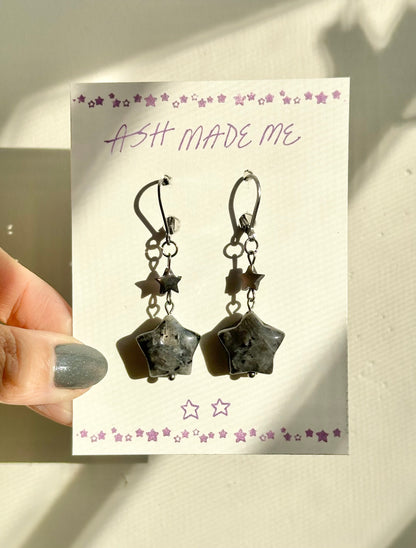 Earrings - Dark Stardrop - Stainless Steel