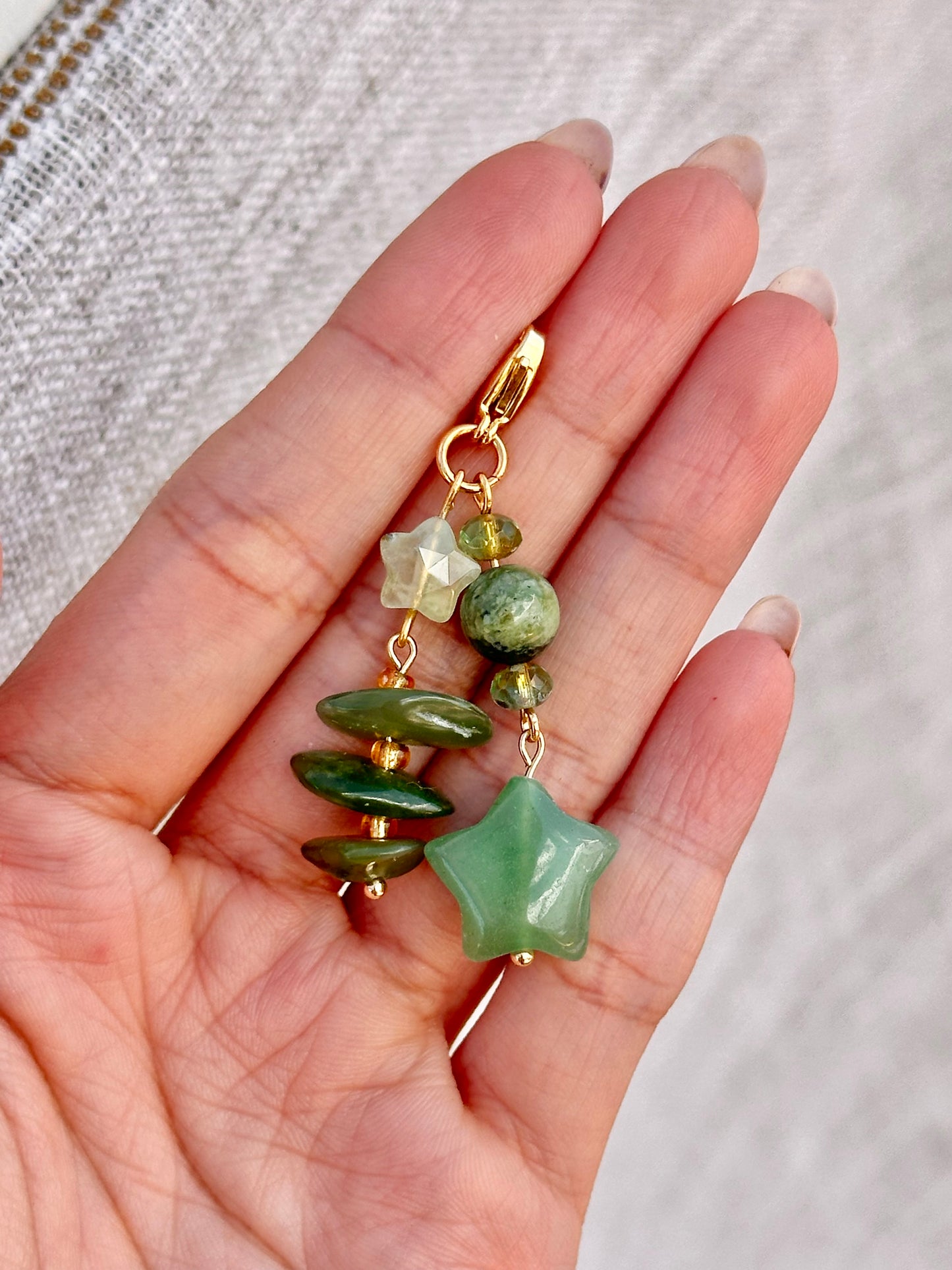 Charm - Jade Serpentine, Aventurine, Prehnite Stack
