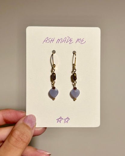 Earrings - Lavender Collection - Lavender Opal Crystal Hearts