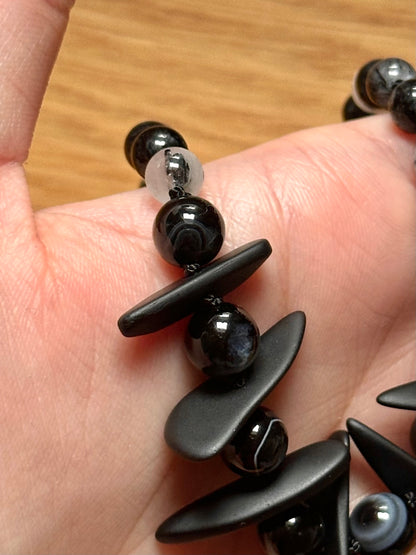 Necklace - Black Sardonyx Bones Choker