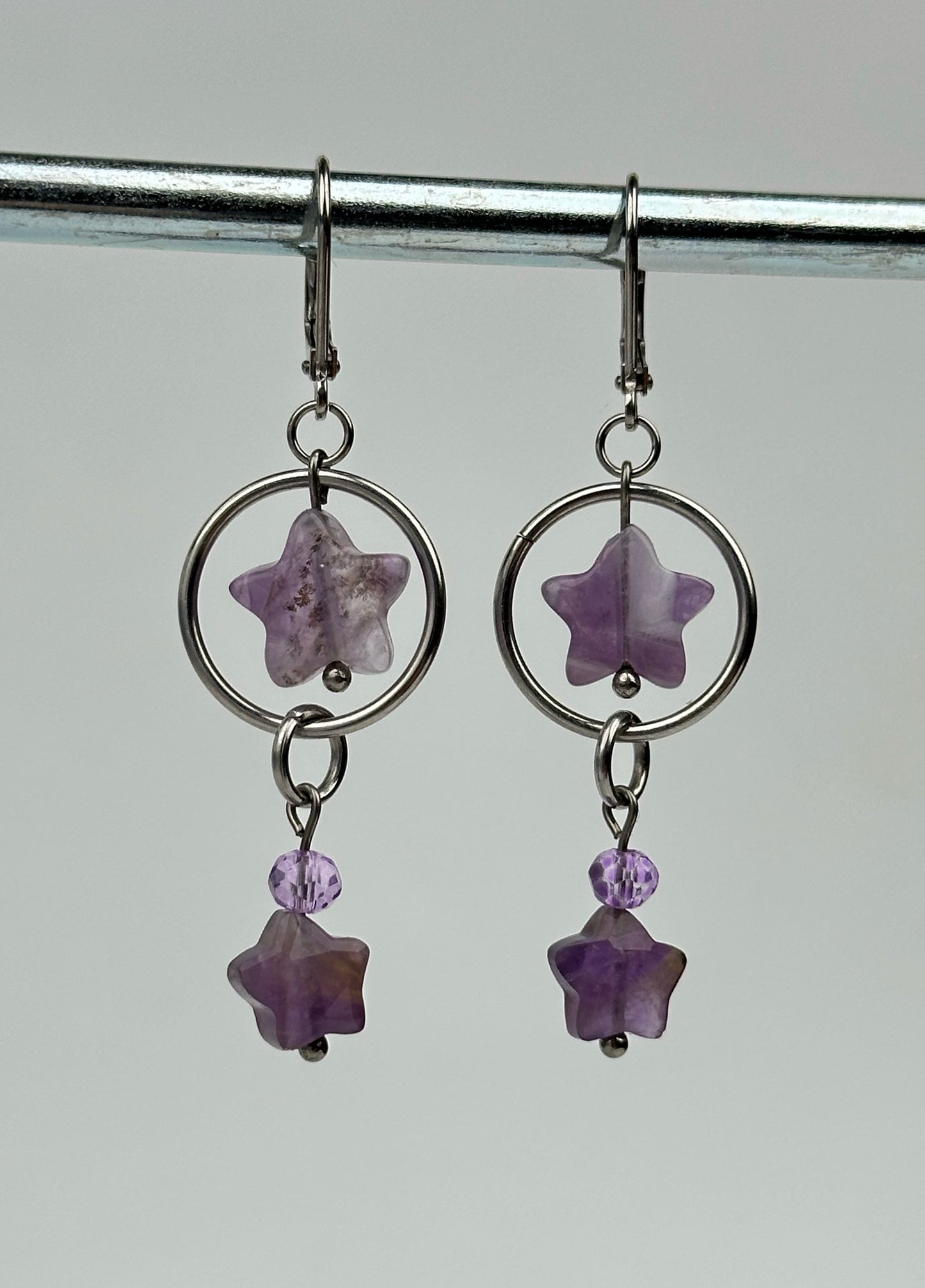 Earrings - Amethyst Star Stack