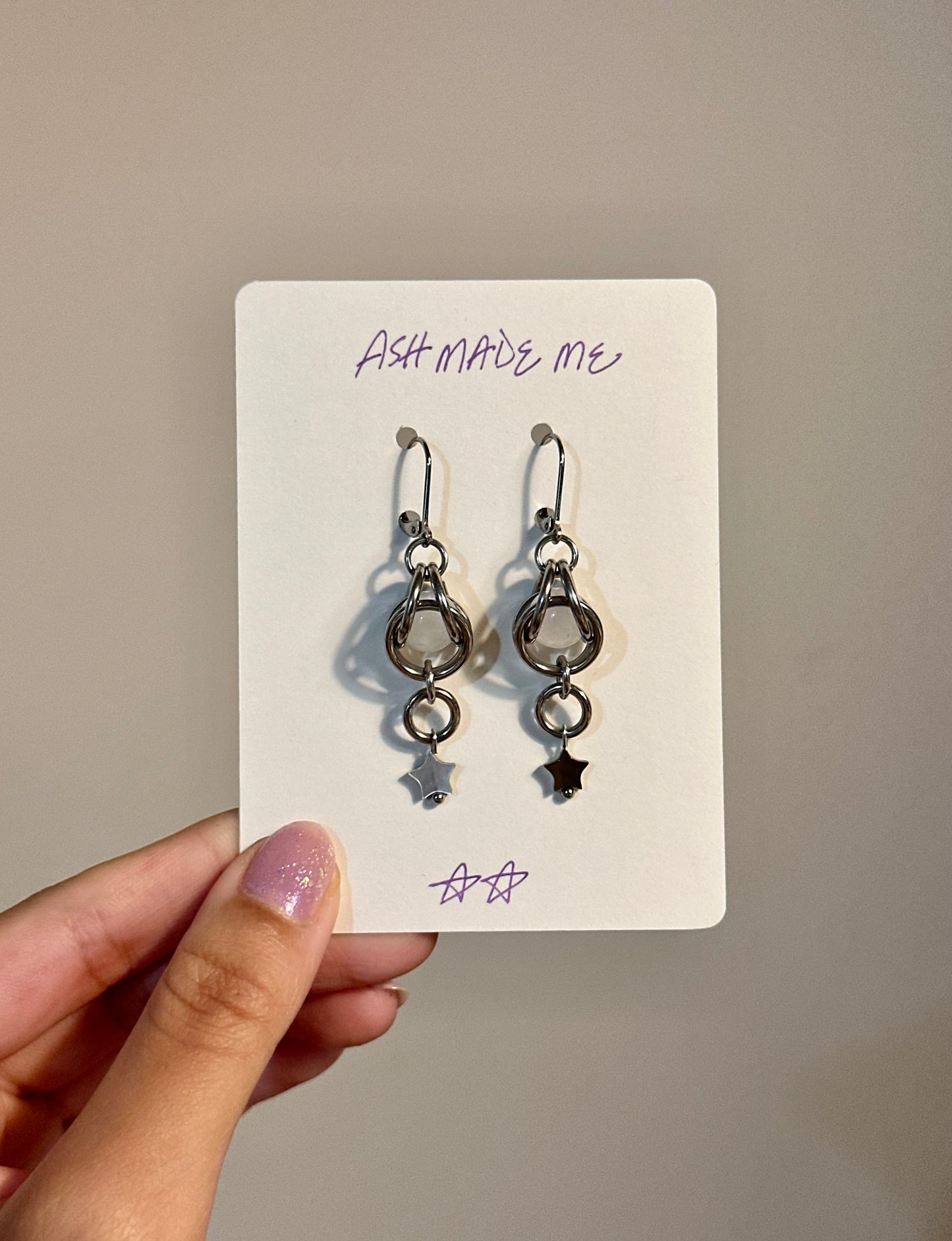 Earrings - Captive Selenite Stardrops