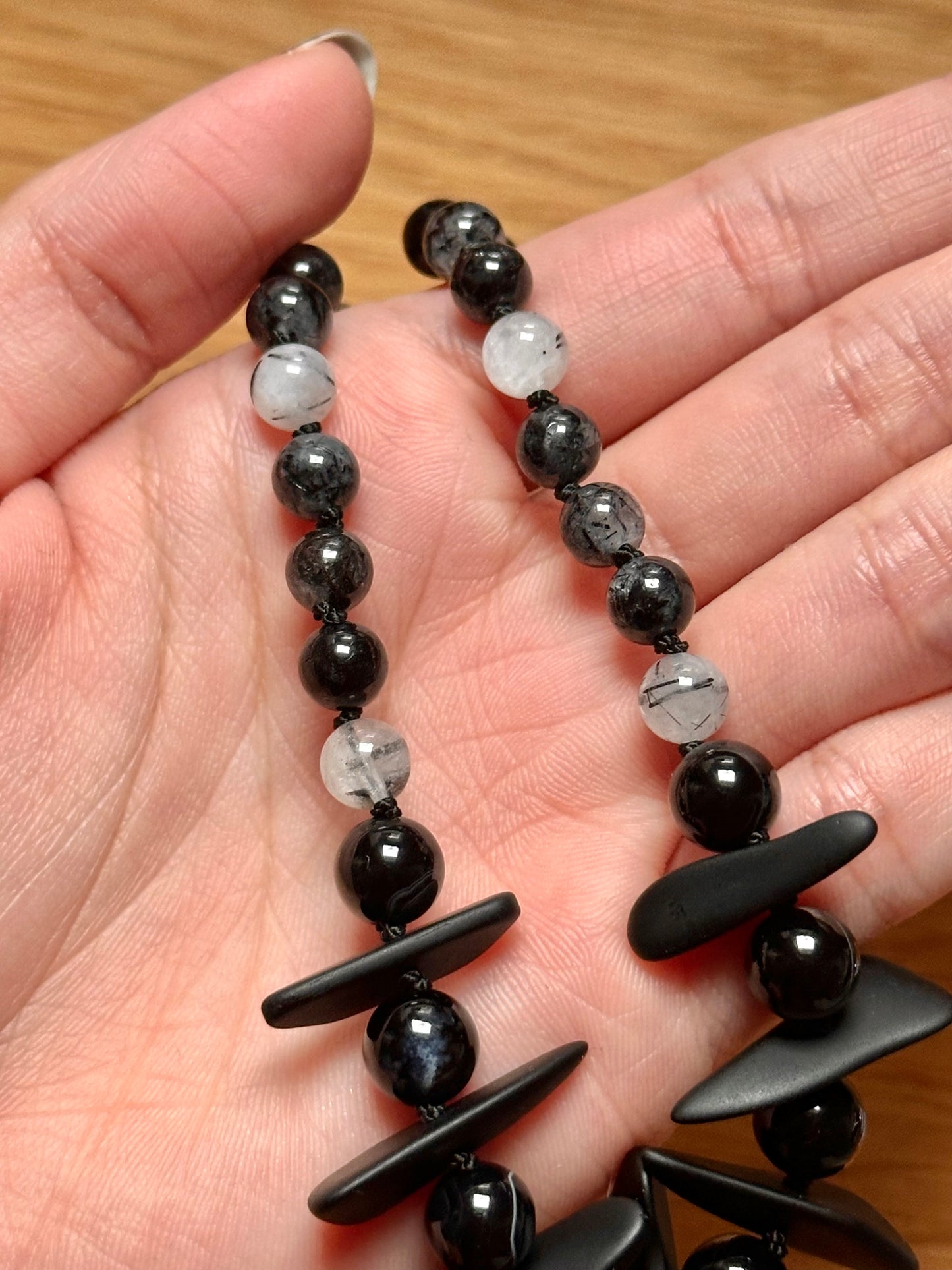 Necklace - Black Sardonyx Bones Choker