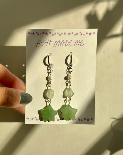 Earrings - Jade Stardrop - Sterling Silver