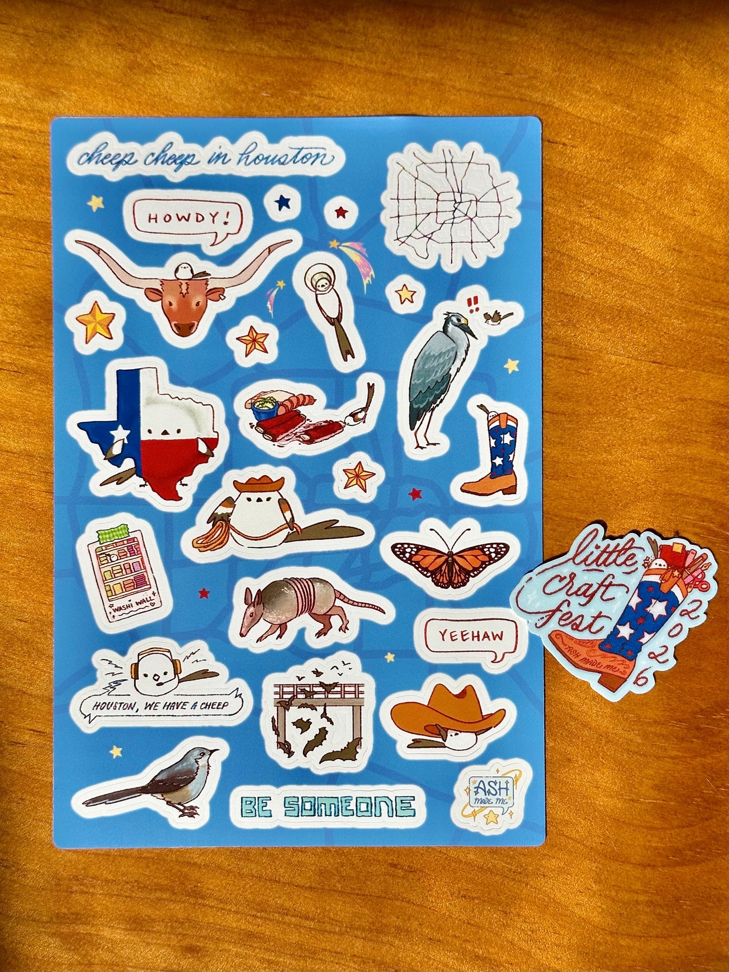 Sticker Sheet - Cheep Cheep in Houston - Little Craft Fest Exclusive