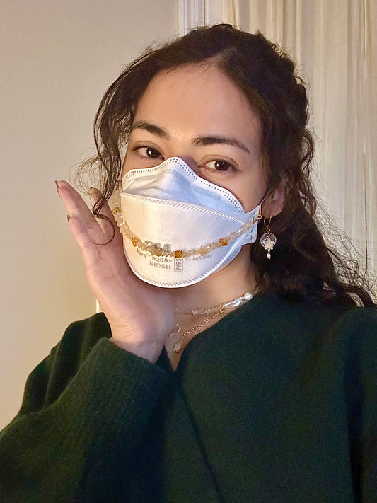 Mask Chain - Golden Citrine, Amber, & Mother of Pearl