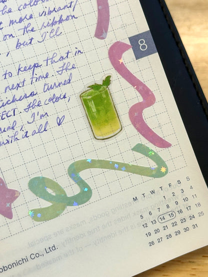 Sticker Sheet - Ribbon Mix 1 - Holographic Sparkle