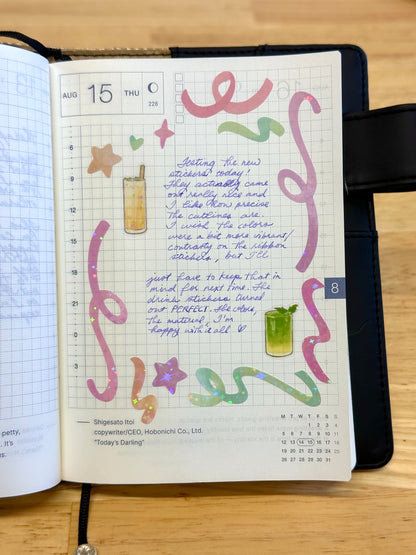 Sticker Sheet - Ribbon Mix 1 - Holographic Sparkle