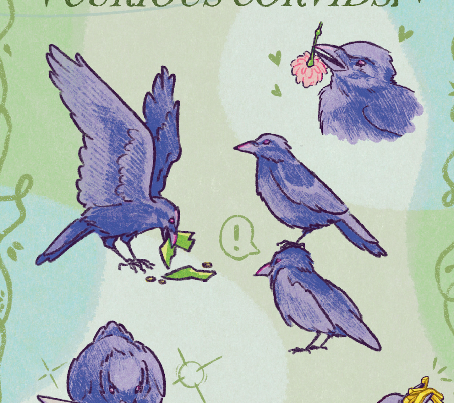 Curious Corvids Sticker Sheet - Matte Vinyl