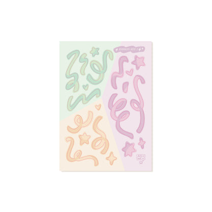 Sticker Sheet - Ribbon Mix 1 - Holographic Sparkle