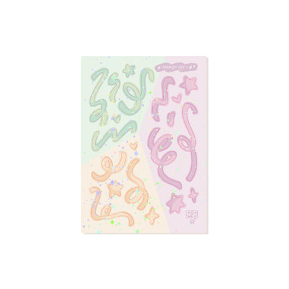 Sticker Sheet - Ribbon Mix 1 - Holographic Sparkle