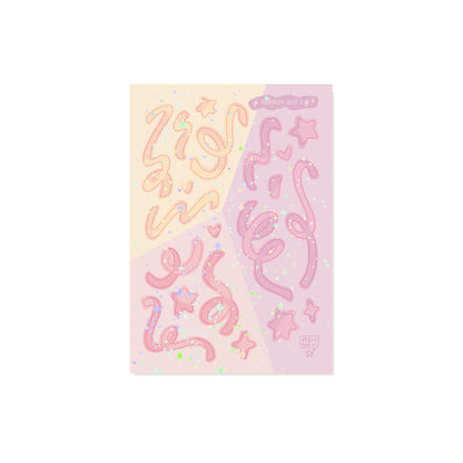 Sticker Sheet - Ribbon Mix 2 - Holographic Sparkle